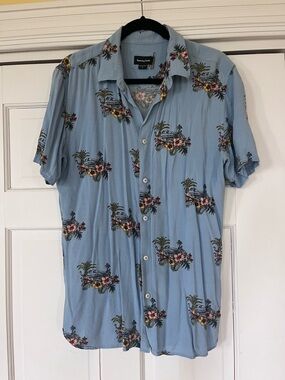 Barney Cools Light Blue Tropical Floral Button-Down Shirt